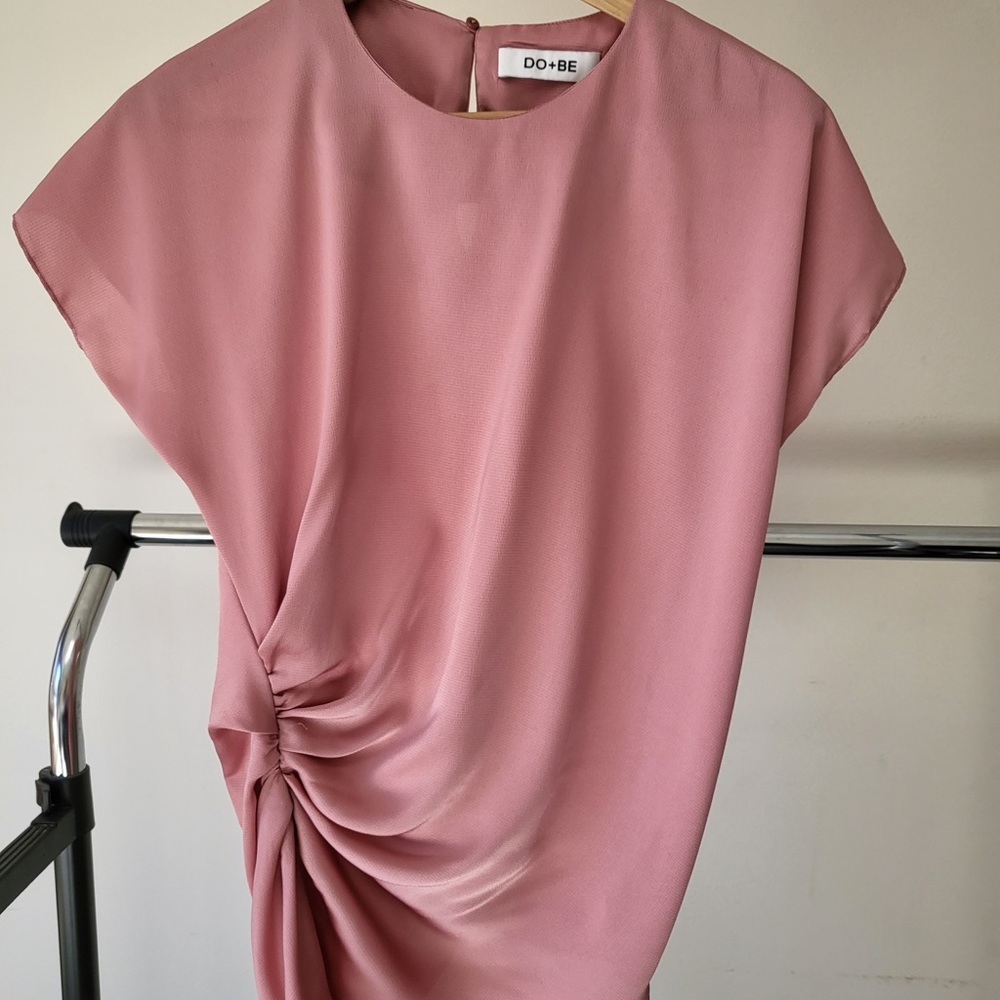 Pink Satin Cinched Blouse